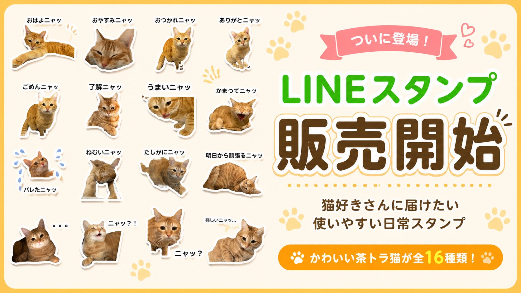 おもちの猫スタンプ① 全16種類